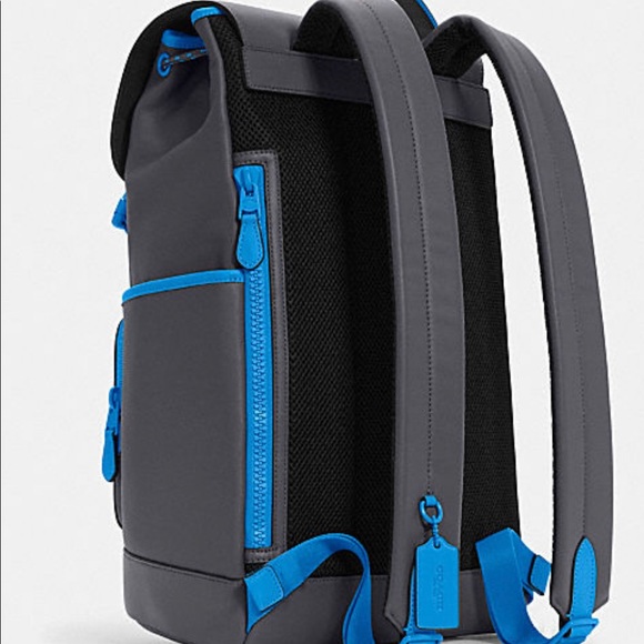 Coach Backpack leather Misnight Navy Racer Blue Drawstring & speedclip closures - Picture 2 of 15